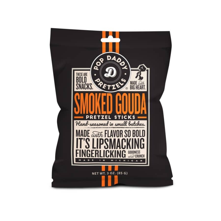 Pop Daddy Smoked Gouda Seasoned Pretzels 3.0oz Bass Family Farms